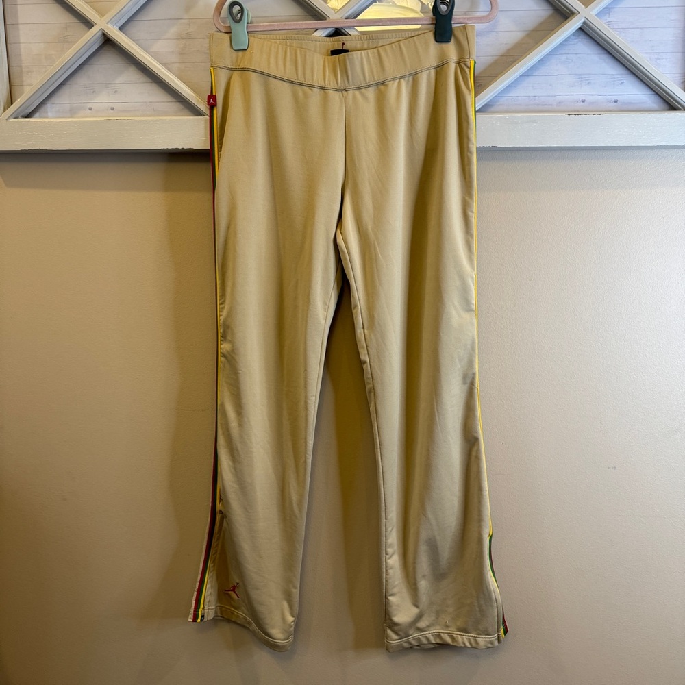 VINTAGE Jordan Womens TRACK Pants Large/Medium‎ Tan, Red, Green, Yellow Dri-Fit